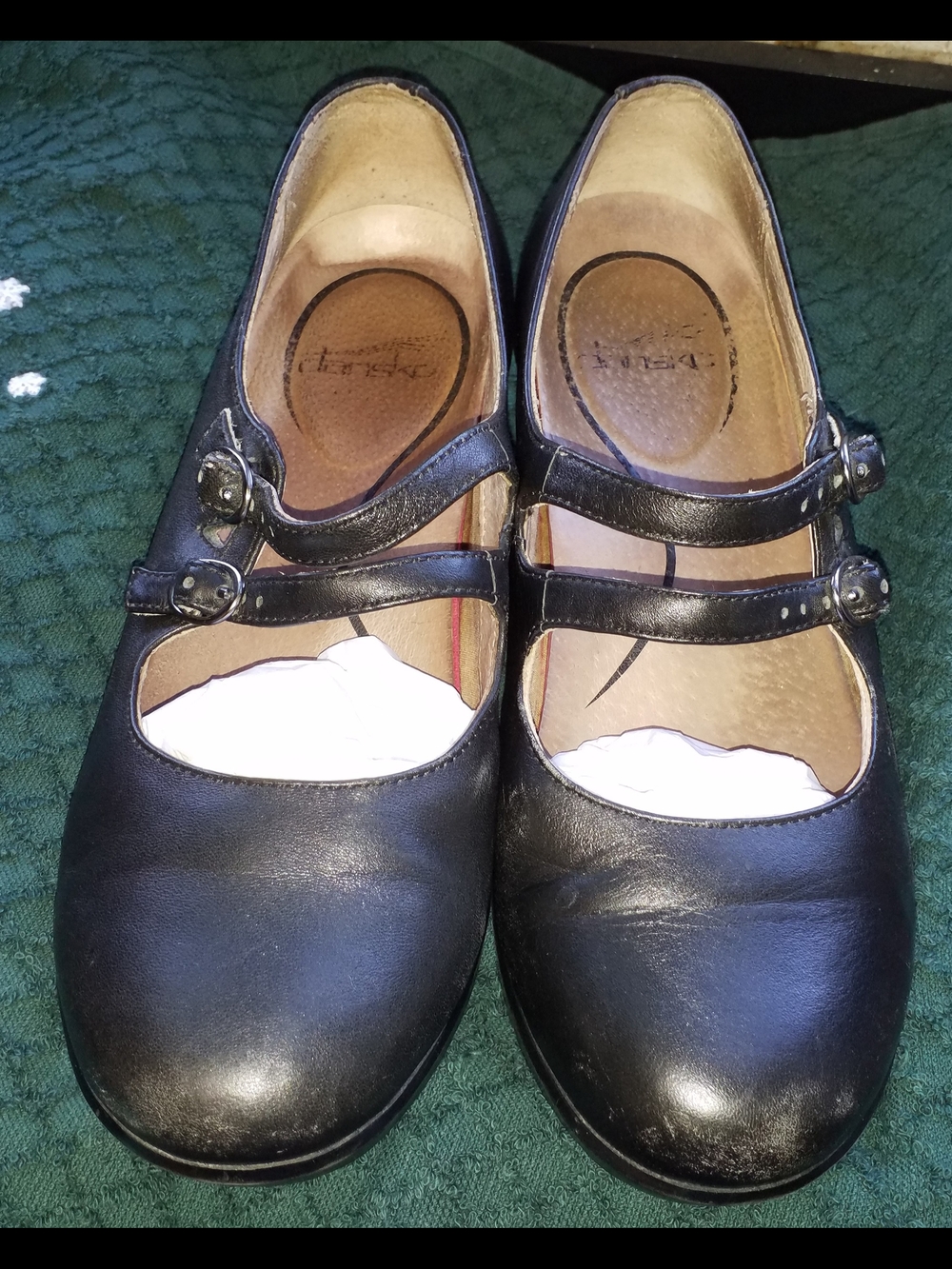 Dansko Black Leather Mary Jane with Dual Straps